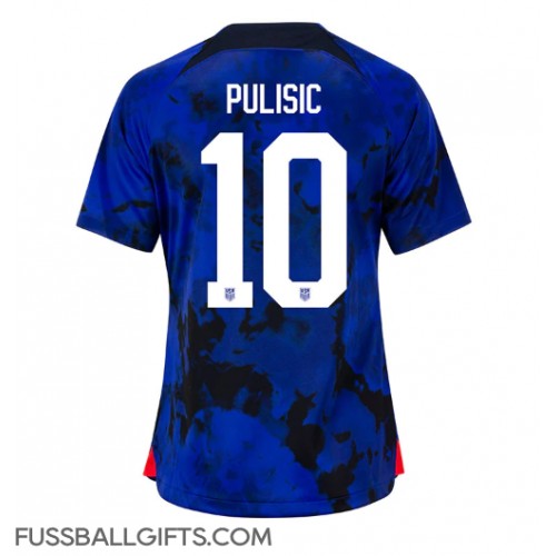 Vereinigte Staaten Christian Pulisic #10 Fußballbekleidung Auswärtstrikot Damen WM 2022 Kurzarm